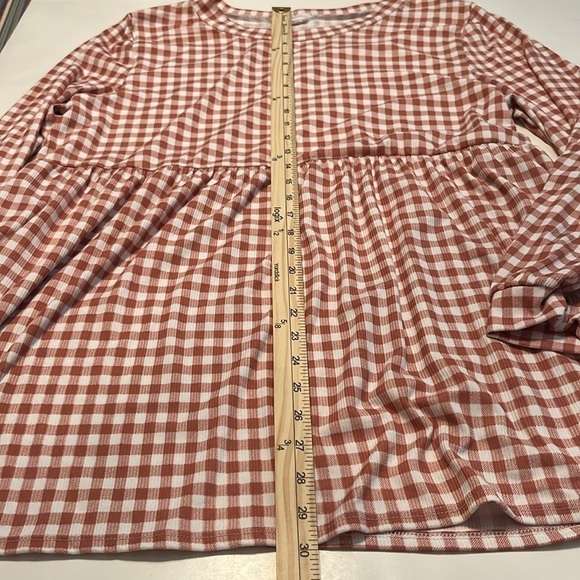 Chicsoul Rust Colored Gingham Print Long Sleeve Dress Size 2X - Picture 3 of 9